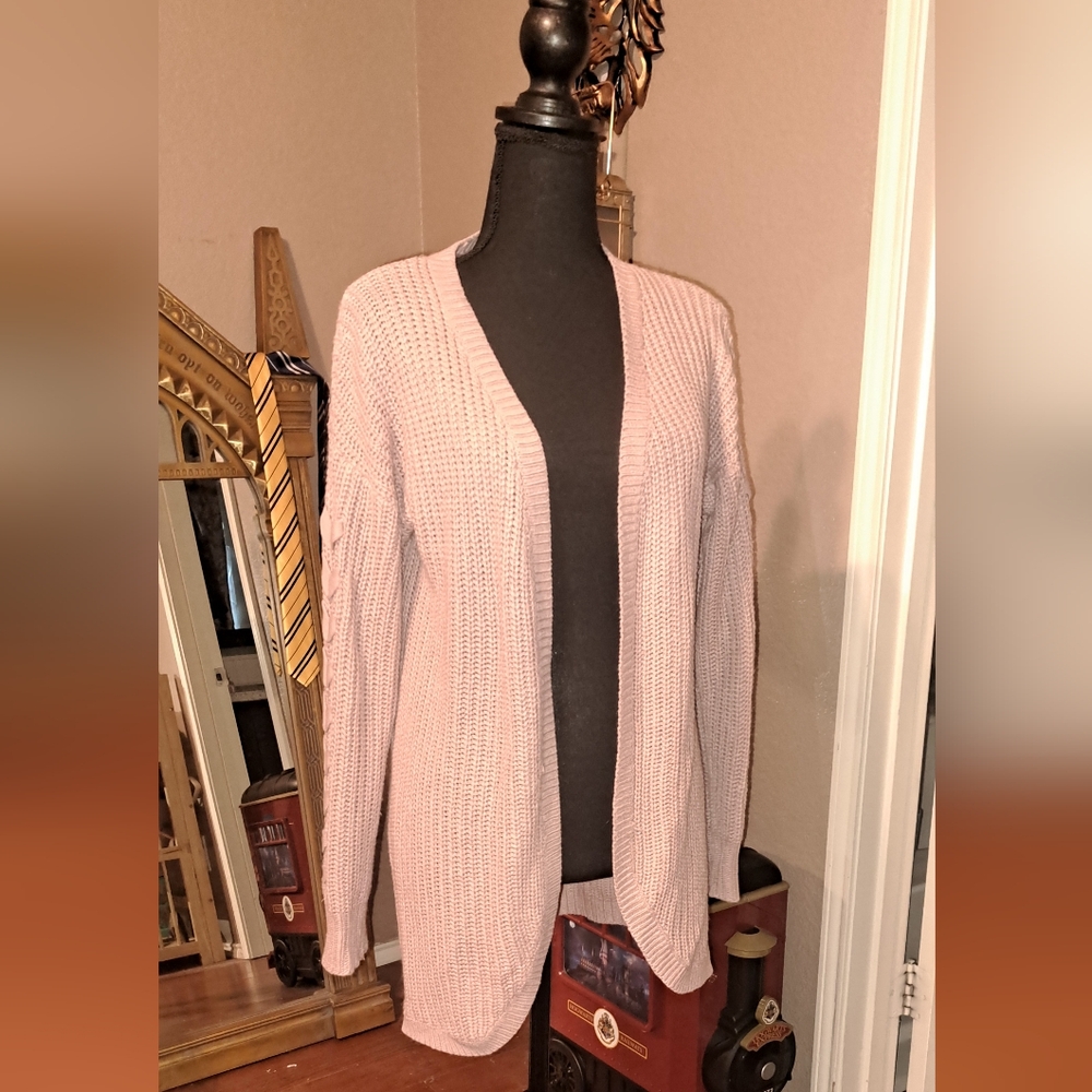 Women's Pink Knit Cardigan Sweater